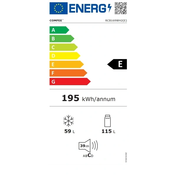 Comfee RCB169WH2(E) alulfagyasztós hűtőszekrény