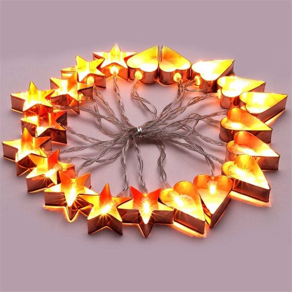 Iris Csillag+szív alakú fém/4m/meleg fehér/20db LED-es/USB-s fényfüzér, fénydekoráció Iris Csillag+szív alakú fém/4m/meleg fehér/20db LED-es/USB-s fényfüzér, fénydekoráció