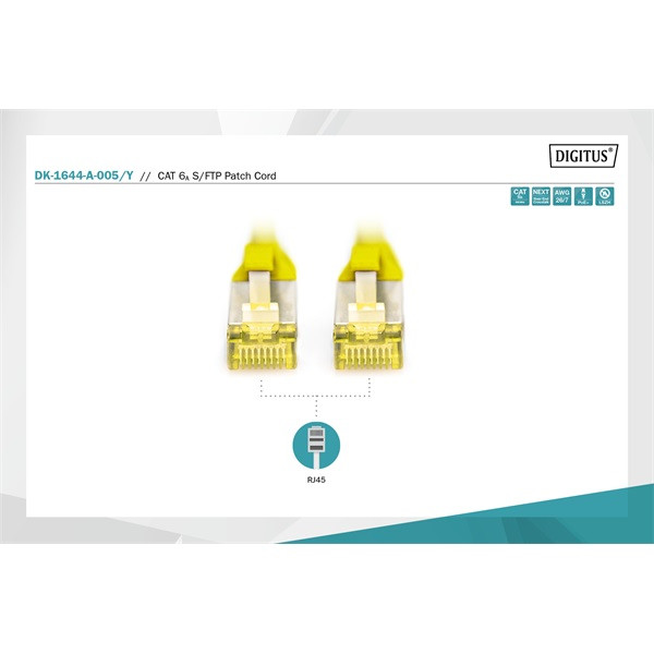 DIGITUS Cat.6A S/FTP LSZH 0,5m sárga patch kábel