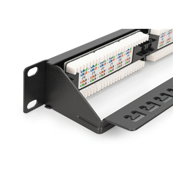 DIGITUS DN-91624U-CR 19" 1U 24port Cat.6 kompakt fekete árnyékolatlan Patch Panel