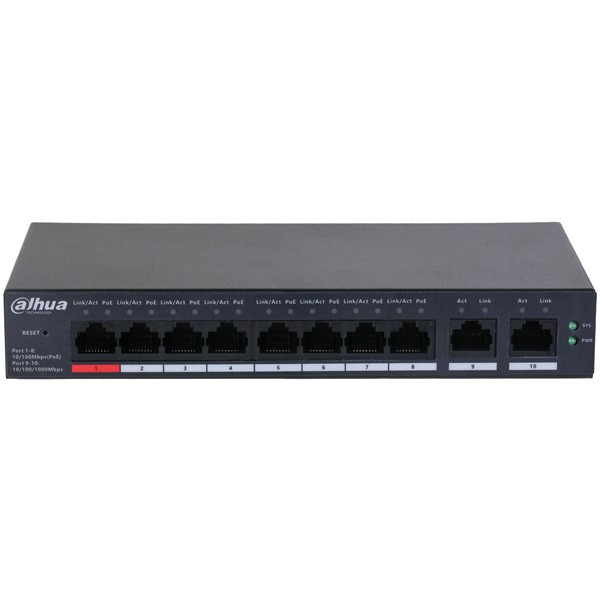 Dahua CS4010-8ET-110 8x10/100 Mbps PoE + 2x1 Gbps uplink/110W/Cloud Managed PoE Switch
