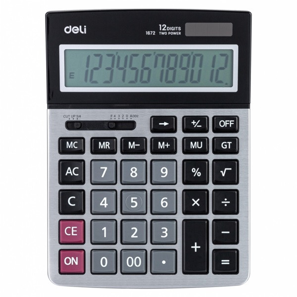 Deli Core 1672 fekete asztali számológép