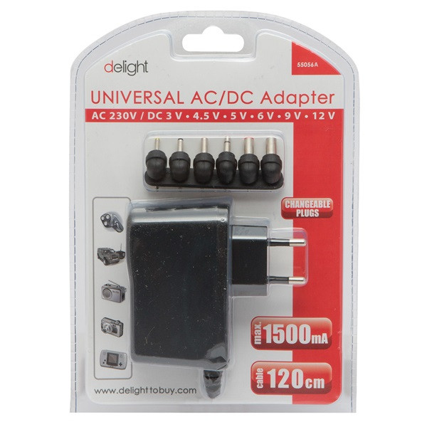 Delight DC 12V 1000mA Univerzális Adapter Delight DC 12V 1000mA Univerzális Adapter