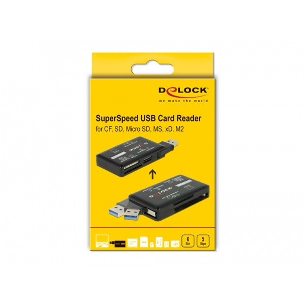 Delock 91758 CF/SD/Micro SD/MS/M2/xD memóriakártyákhoz USB 3.2 kártyaolvasó Delock 91758 CF/SD/Micro SD/MS/M2/xD memóriakártyákhoz USB 3.2 kártyaolvasó