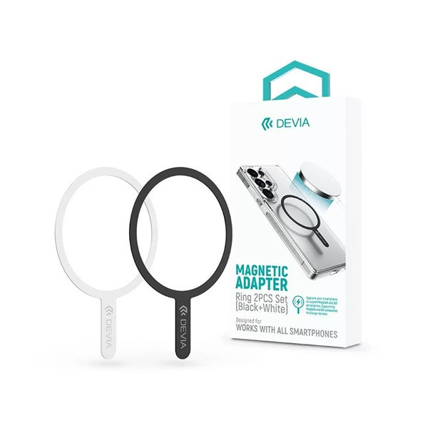 Devia ST124936 MagSafe mágneses autós tartóhoz fekete, fehér fém ellenlapka 2db/csomag