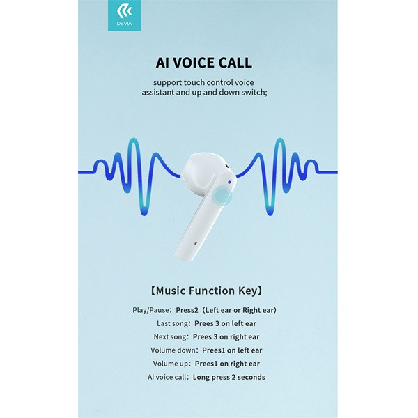 Devia ST351075 Joy A10 Bluetooth True Wireless fehér fülhallgató