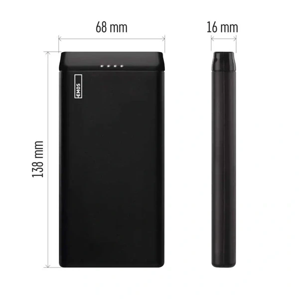 Emos B0526B ALPHA 10S, 10000 mAh, 10 W, fekete power bank