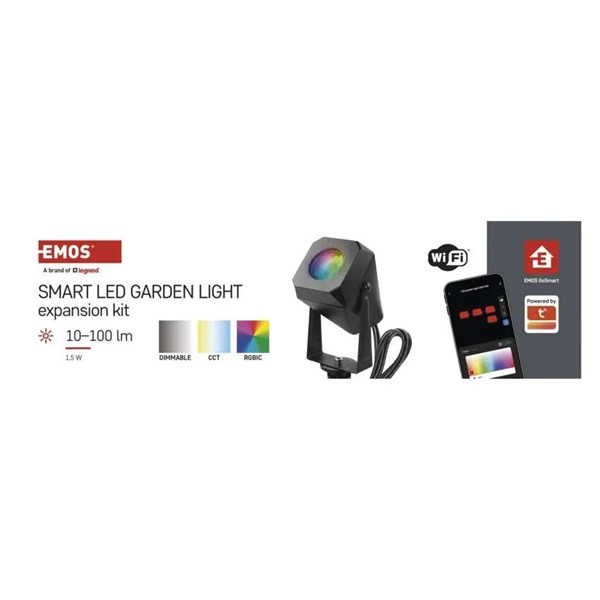 Emos GoSmart 1 darabos, 1,5 W, RGBIC dimmelhető, WiFi kültéri LED spotlámpa, bővítő készlet