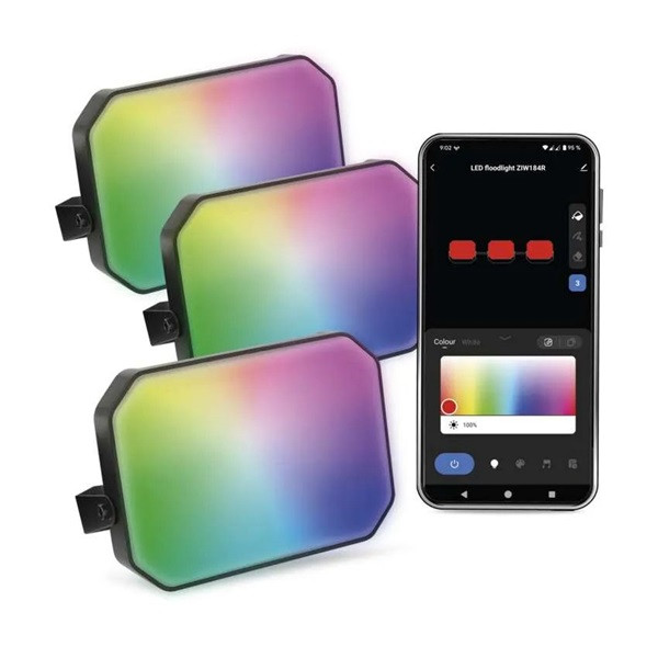 Emos GoSmart 3 darabos, 14 W, RGBIC dimmelhető, WiFi kültéri LED reflektor, kezdő készlet