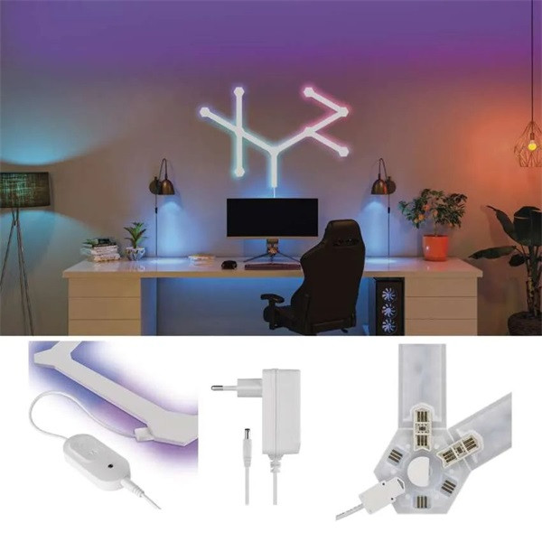 Emos GoSmart Lines fehér, 9 részből álló, 34 W, RGBIC dimmelhető, WiFi LED lámpa