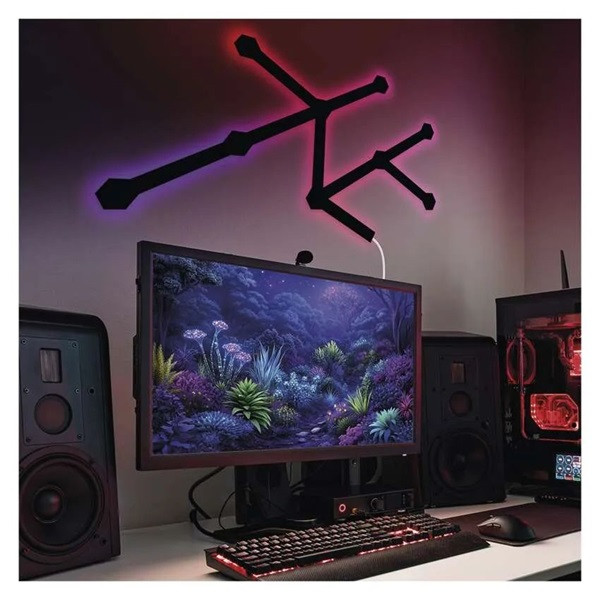 Emos GoSmart Lines fekete, 9 részből álló, 34 W, RGBIC dimmelhető, WiFi LED lámpa