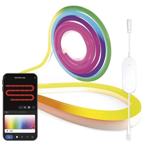 Emos GoSmart NEON fehér, 3 m, 24 W, RGBIC dimmelhető, WiFi LED szalag