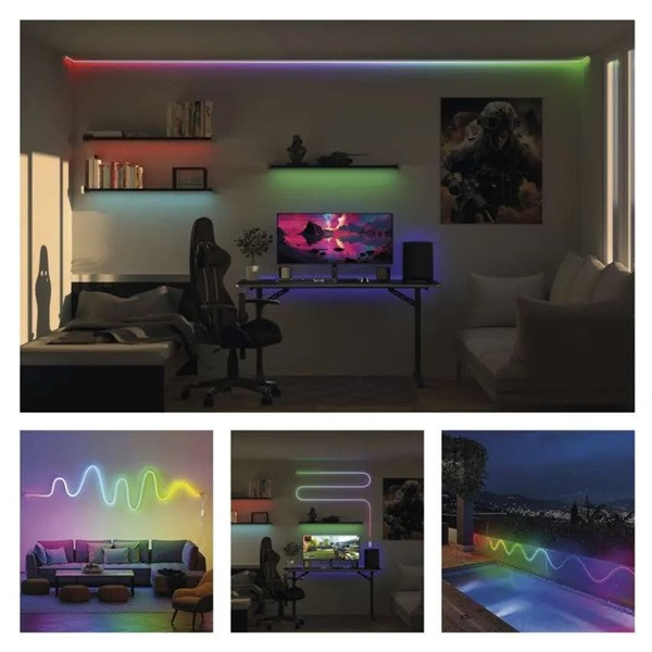 Emos GoSmart NEON fehér, 3 m, 24 W, RGBIC dimmelhető, WiFi LED szalag