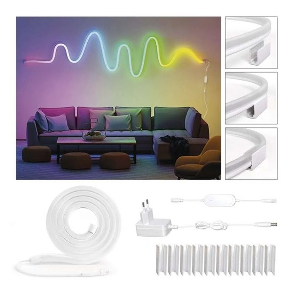 Emos GoSmart NEON fehér, 3 m, 24 W, RGBIC dimmelhető, WiFi LED szalag