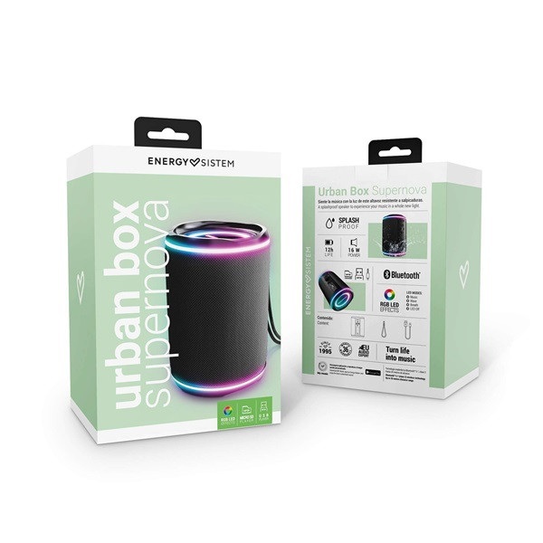 Energy Sistem EN 454938 Urban Box Black Supernova fekete Bluetooth hangszóró Energy Sistem EN 454938 Urban Box Black Supernova fekete Bluetooth hangszóró