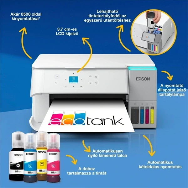 Epson EcoTank L4366 (A4, 33 lap/perc, duplex, USB/Wifi/Wifi Direct) színes tintasugaras multifunkciós nyomtató Epson EcoTank L4366 (A4, 33 lap/perc, duplex, USB/Wifi/Wifi Direct) színes tintasugaras multifunkciós nyomtató