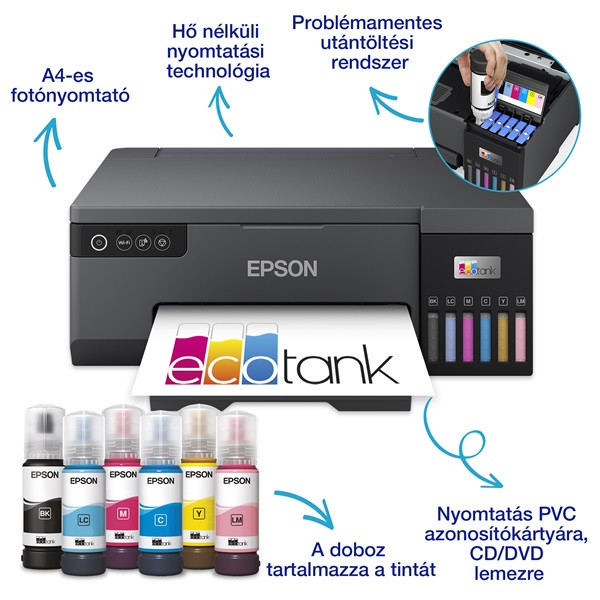 Epson Ecotank L8050 A4 színes tintasugaras multifunkciós nyomtató