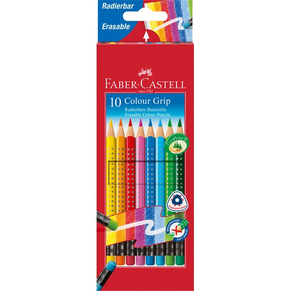 Faber-Castell Grip 2001 színes radíros 10db-os színes ceruza készlet