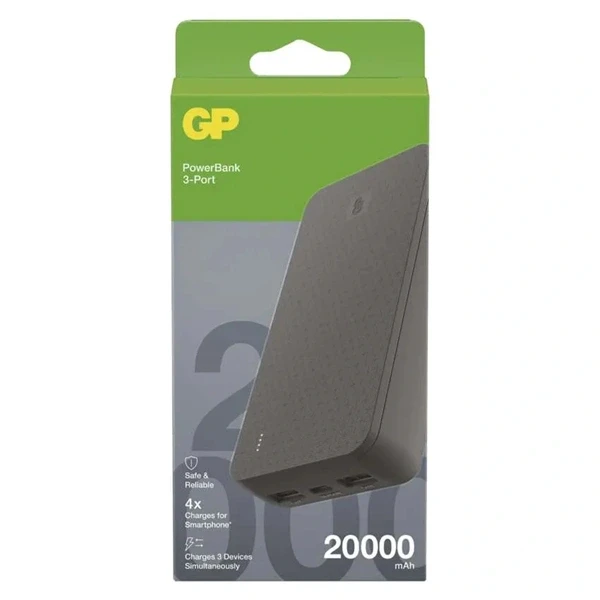 GP B+ Series, 20 000 mAh, 15 W, fekete powerbank GP B+ Series, 20 000 mAh, 15 W, fekete powerbank