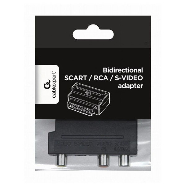 Gembird Scart -> 3db RCA S-Video M/F adapter fekete