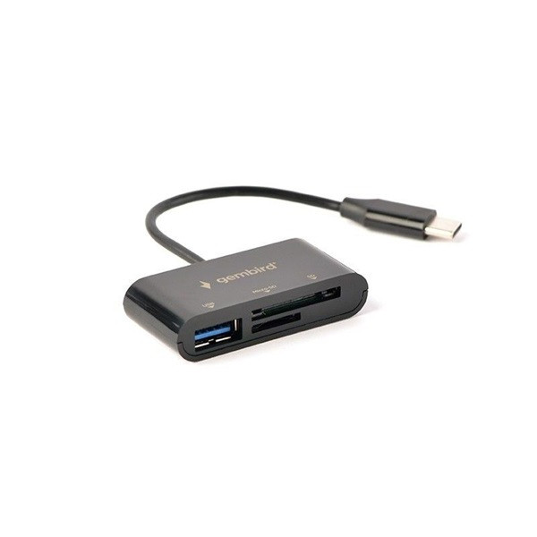 Gembird USB-C SD/microSD kártyaolvasó fekete