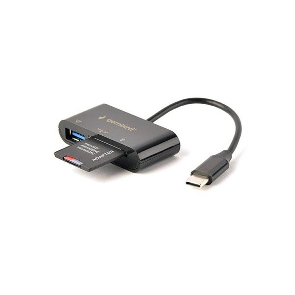 Gembird USB-C SD/microSD kártyaolvasó fekete