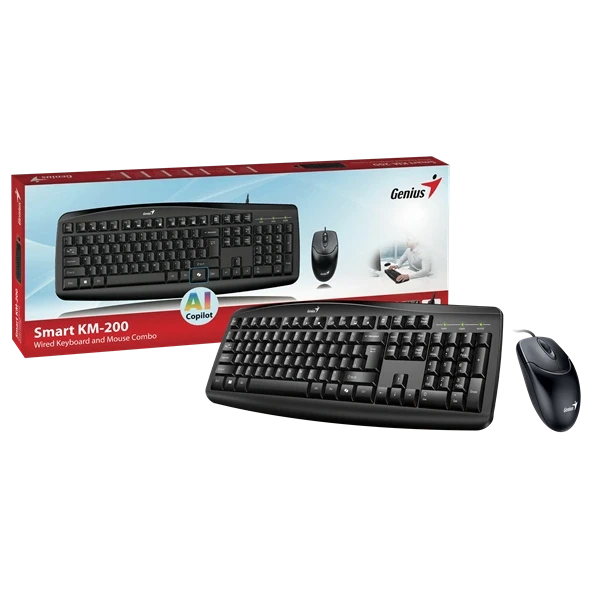 Genius KM-200 SMART HUN fekete multimédiás billentyűzet + egér