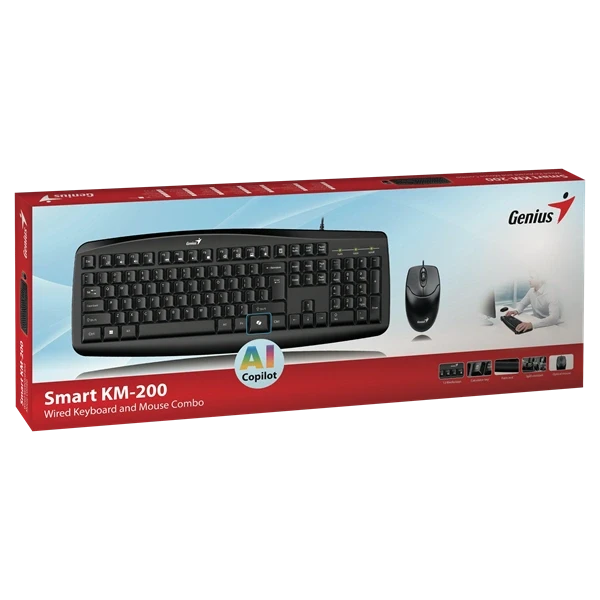 Genius KM-200 SMART HUN fekete multimédiás billentyűzet + egér