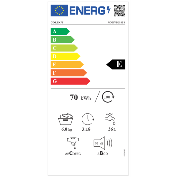 Gorenje WNHVB60SES keskeny 6 kg elöltöltős mosógép Gorenje WNHVB60SES keskeny 6 kg elöltöltős mosógép