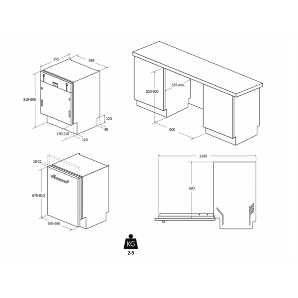 Haier XS 4A4M4PB beépíthető 14 terítékes mosogatógép