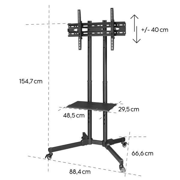 Hama 220874 75"-ig "FITV" Trolley gurulós TV tartó állvány Hama 220874 75"-ig "FITV" Trolley gurulós TV tartó állvány