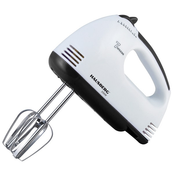 Hausberg HB-4112NG 250W-os fehér-fekete réz motorral 7 sebességes elektromos kézimixer