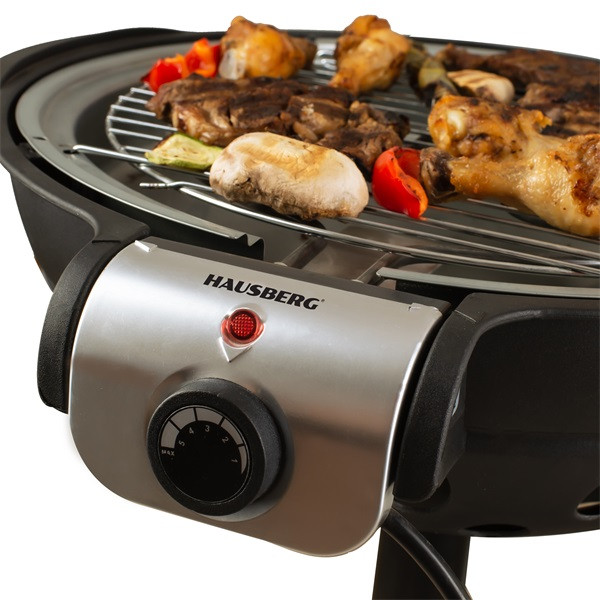 Hausberg HB-540 1600W állvánnyal, 39,5cm grill átmérő, 5 fokozat, elektromos barbeque grillszett