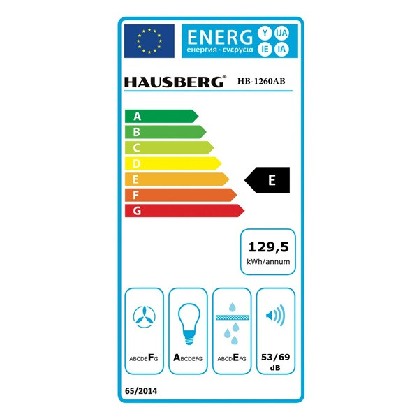 Hausberg HB-1260AB acél, beépíthető méret:60 cm, zajszint:56 dB, páraelszívó