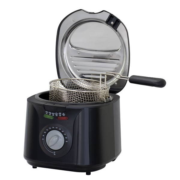 Hausberg HB-1331NG 2.5 literes 1450W ablakos fekete elektromos olajsütő Hausberg HB-1331NG 2.5 literes 1450W ablakos fekete elektromos olajsütő