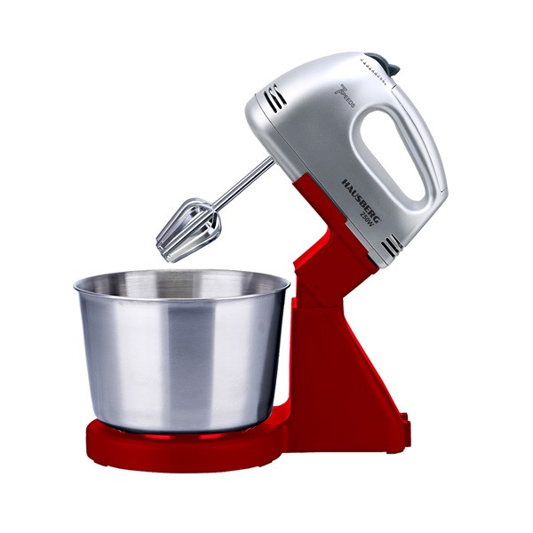 Hausberg HB-3551RS 250W piros-ezüst tálas mixer réz motorral Hausberg HB-3551RS 250W piros-ezüst tálas mixer réz motorral