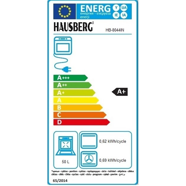 Hausberg HB-8044IN inox-fekete, beépíthető, sütőtér:58L, grill, hőlégkeveréses, sütő