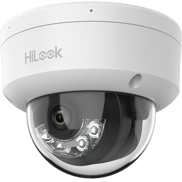HiLook IPC-D140HA-LU(2.8mm) /Kültéri/4MP/2,8mm/IR/Láthatófény 30m/IK08/MD 2.0/Smart Hybrid Light PoE IP dóm kamera