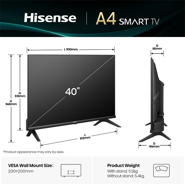 Hisense 40" 40A4Q Full HD Smart LED TV