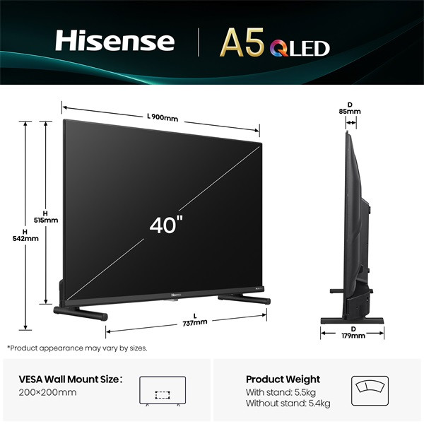 Hisense 40" 40A5Q Full HD Smart QLED TV