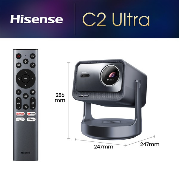 Hisense C2 Ultra 65"-300" 4K Smart IMAX mini-lézer projektor