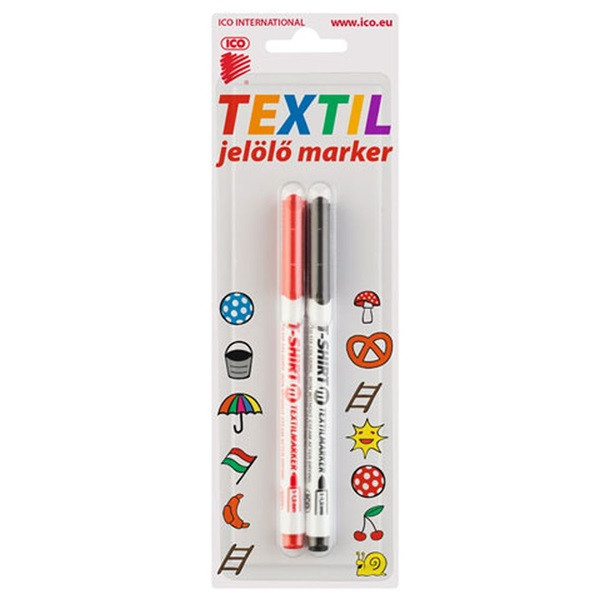 ICO T-shirt 2db-os fekete/piros textilmarker ICO T-shirt 2db-os fekete/piros textilmarker