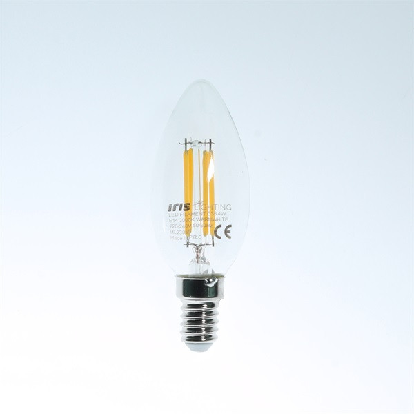 Iris Lighting Filament Candle Bulb E14 FLC35 4W/3000K/360lm gyertya LED fényforrás Iris Lighting Filament Candle Bulb E14 FLC35 4W/3000K/360lm gyertya LED fényforrás