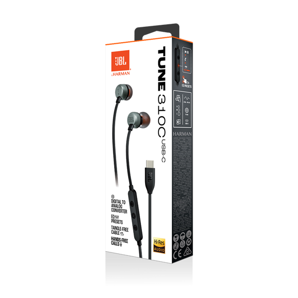JBL T 310 C BLK vezetékes USB C mikrofonos fekete fülhallgató