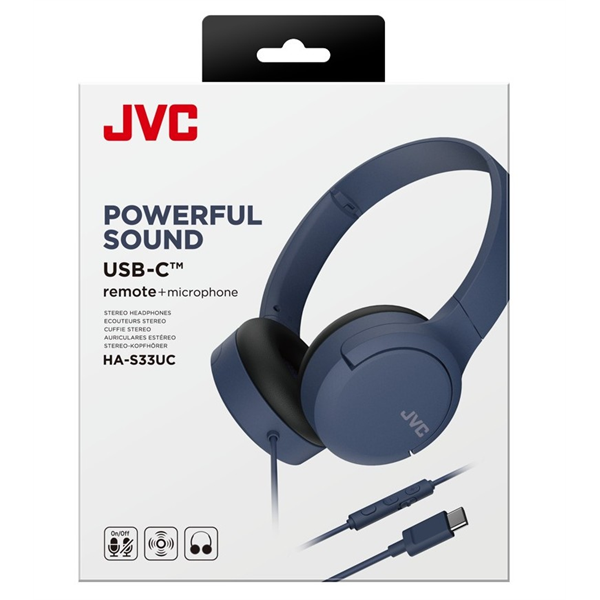 JVC HA-S33UC-A USB-C vezetékes kék mikrofonos fejhallgató