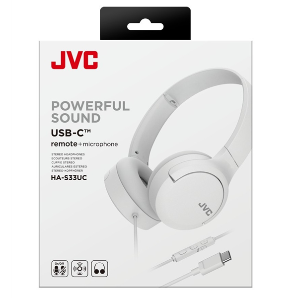 JVC HA-S33UC-W USB-C vezetékes fehér mikrofonos fejhallgató JVC HA-S33UC-W USB-C vezetékes fehér mikrofonos fejhallgató