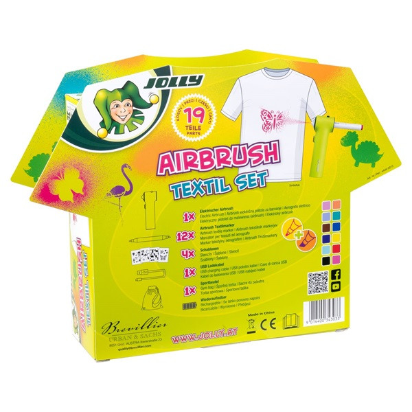 Jolly Airbrush Textile 12 darabos kétvégű színes textilmarker készlet