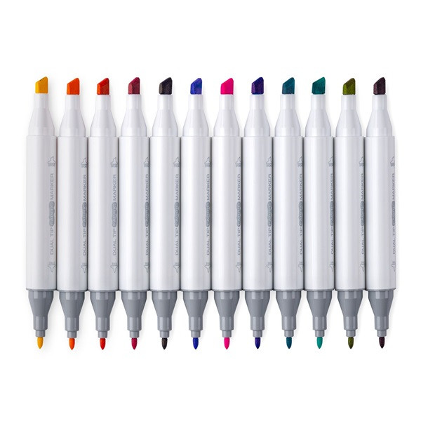 Jolly Airbrush Textile 12 darabos kétvégű színes textilmarker készlet