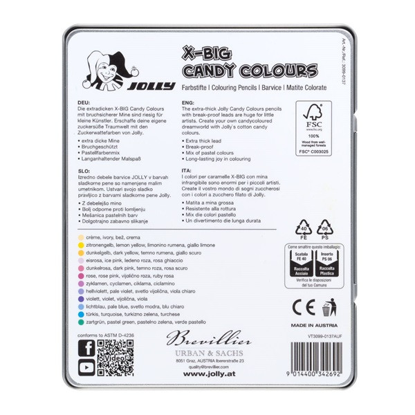 Jolly X-Big Candy Colours 12 darabos extra vastag színesceruza készlet