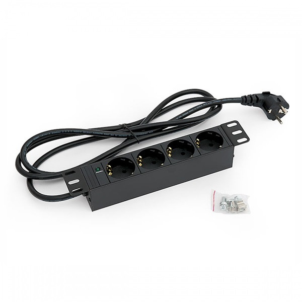 KE-Line 10" elosztópanel 4x230V, kontrol LED-del, 1U, 2m